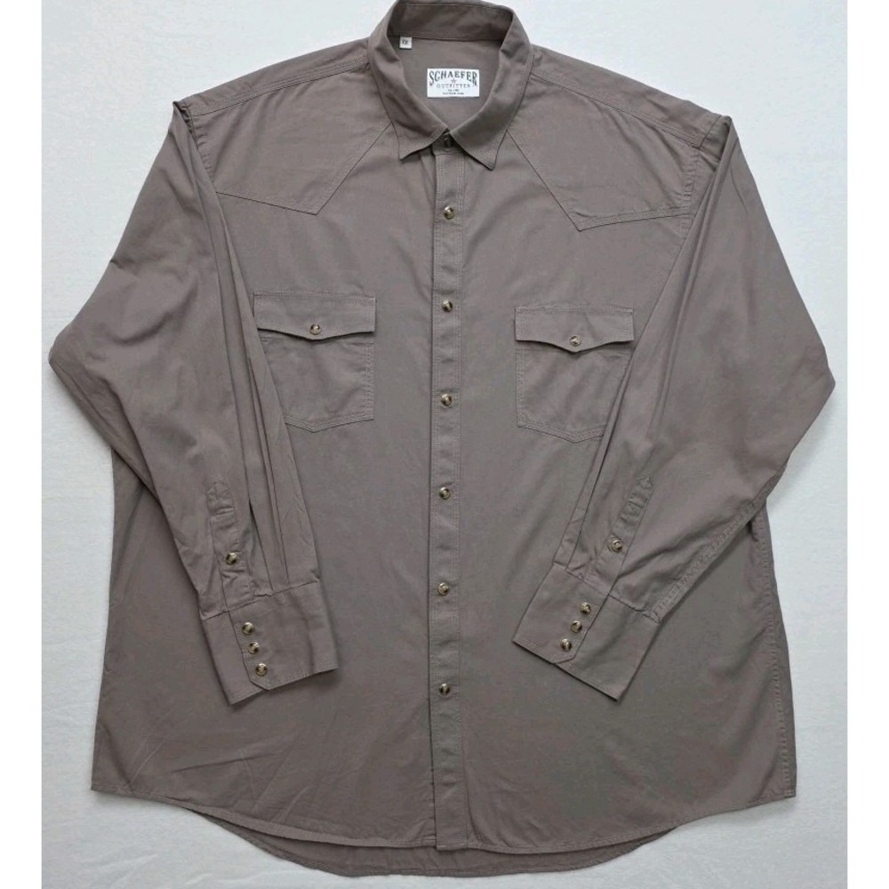 Schaefer Outfitter FW Texas Western Gray Ranchwear Pearl Snap Shirt 2XL EUC